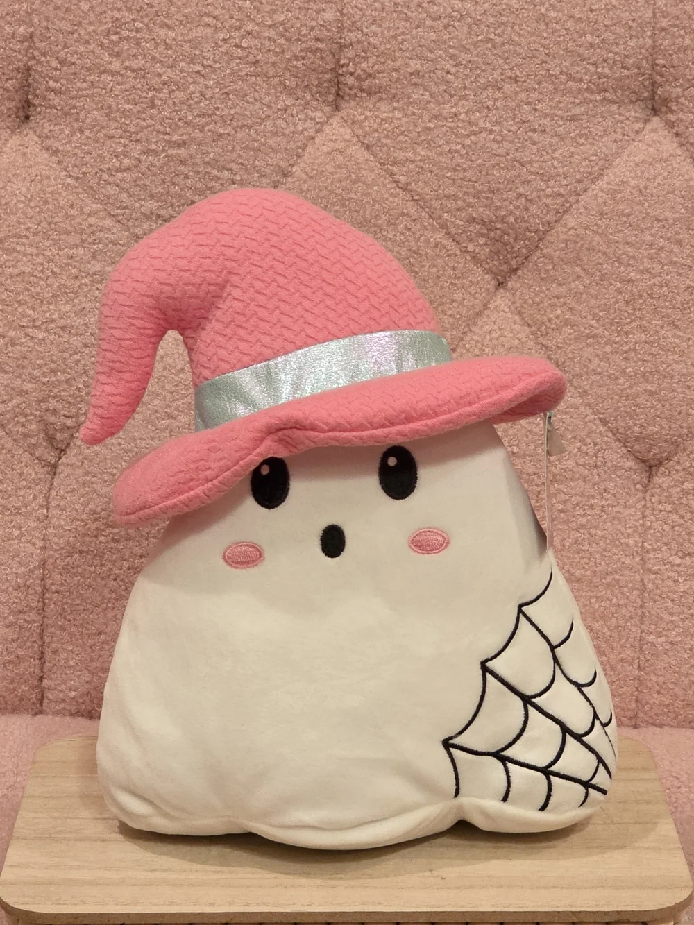 Cute Halloween Ghost Plush with Pink Witch Hat